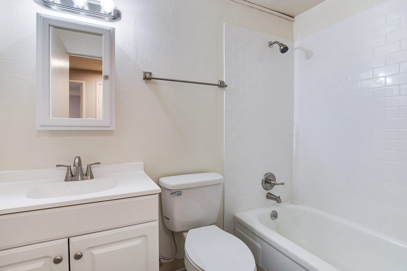 bathroom in a unit from Peaks on Drake apartments